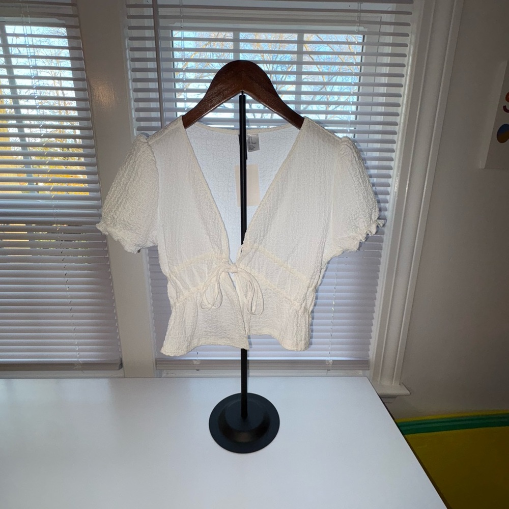 H&M Cream Tie-Front Blouse